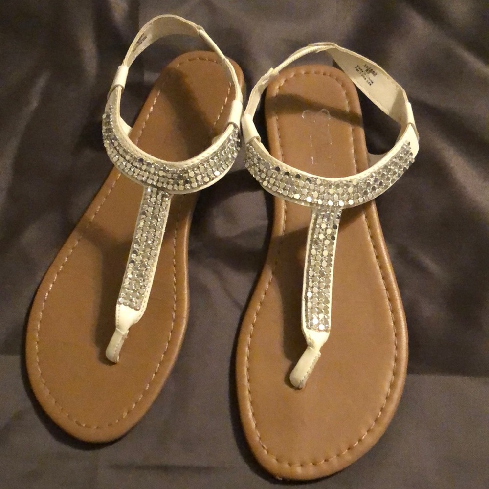 White Brash sandals with jewels. Size 6.5. Used condition.